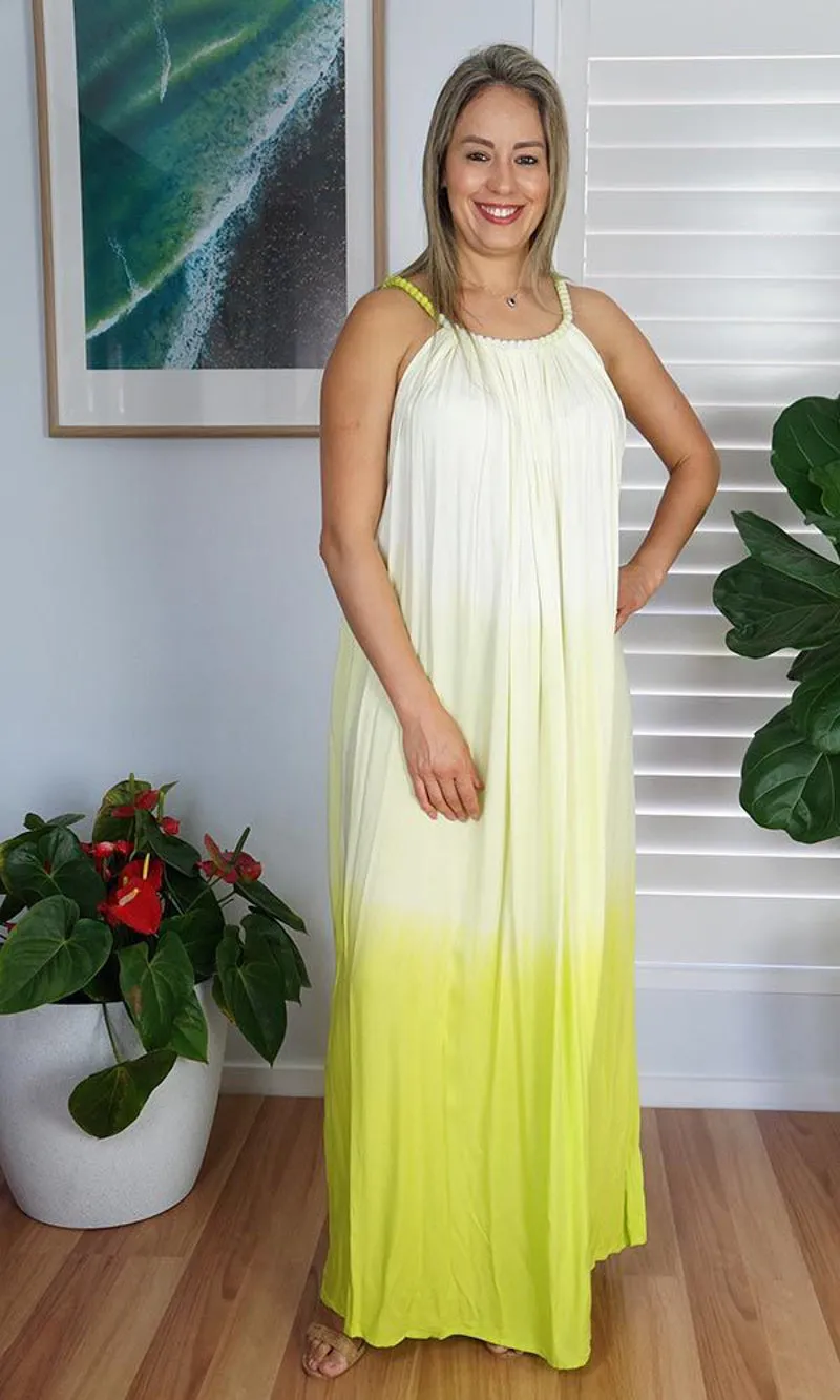 Rayon Dress Delta Long Dip Dye, More Colours