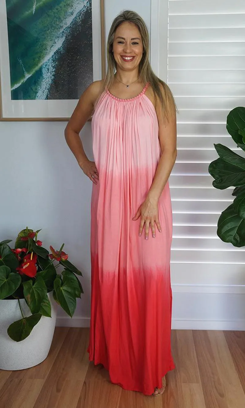 Rayon Dress Delta Long Dip Dye, More Colours