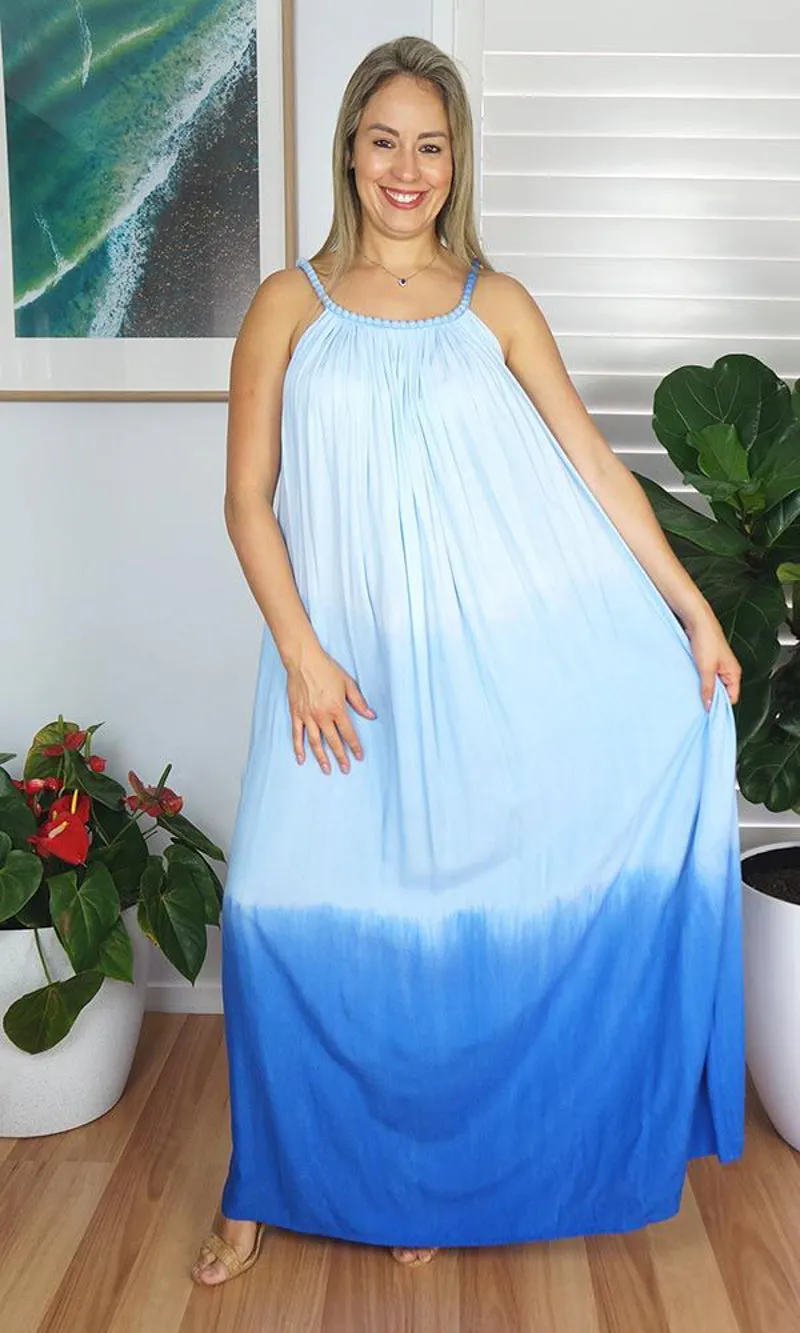 Rayon Dress Delta Long Dip Dye, More Colours