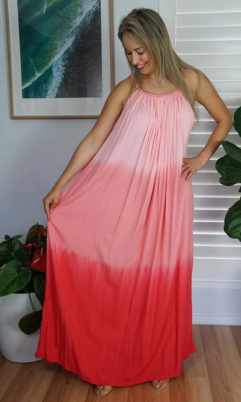 Rayon Dress Delta Long Dip Dye, More Colours