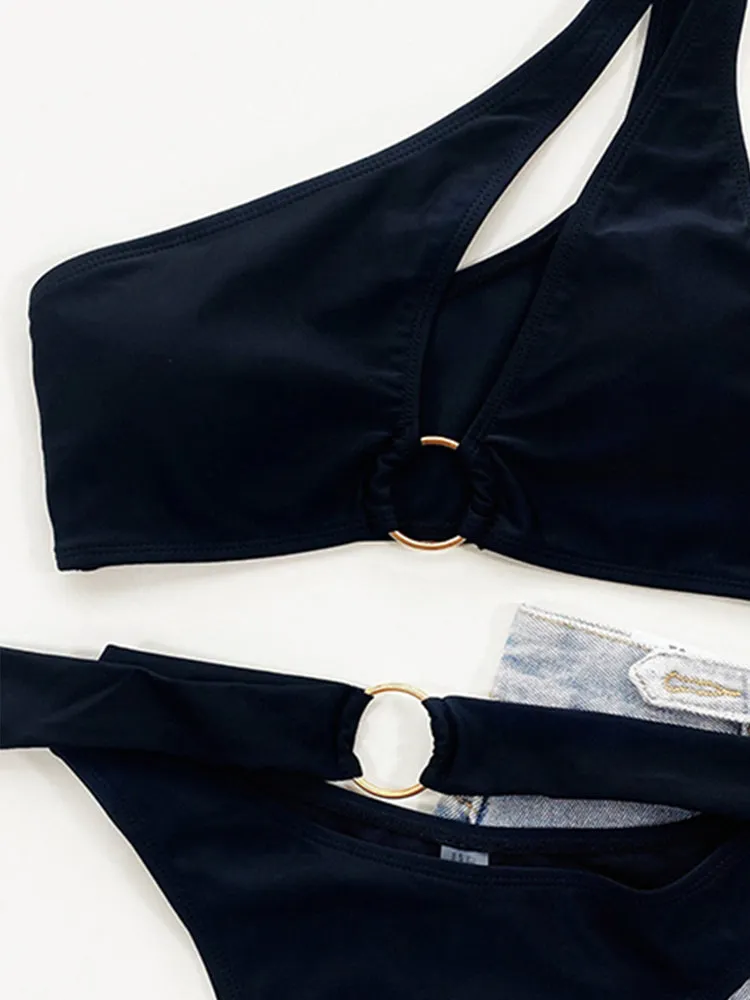 Resort Life Schwarzer, aushöhlender Bikini-Badeanzug