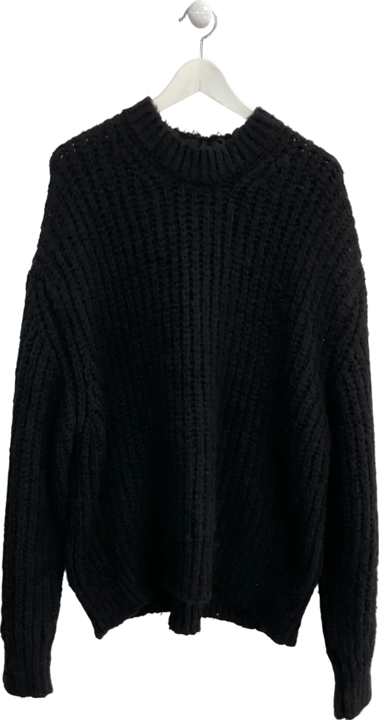 River Island Black Loose Fit Chunky Knit Sweater UK M