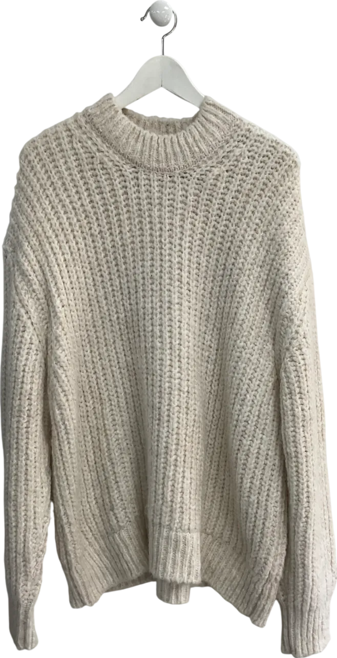 River Island Cream Loose Fit Chunky Knit Sweater UK M