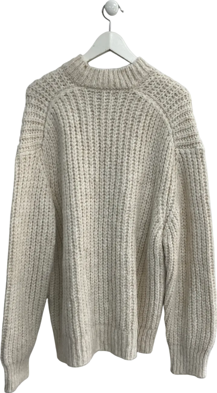 River Island Cream Loose Fit Chunky Knit Sweater UK M