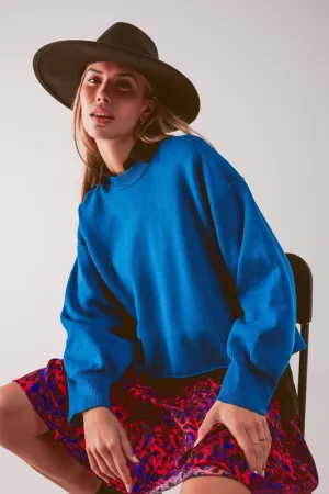 Royal Blue Crew Neck Sweater O/S