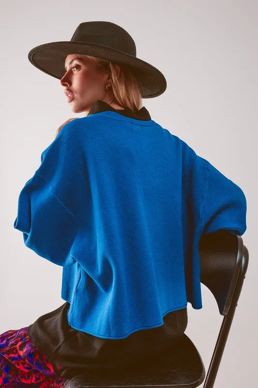 Royal Blue Crew Neck Sweater O/S