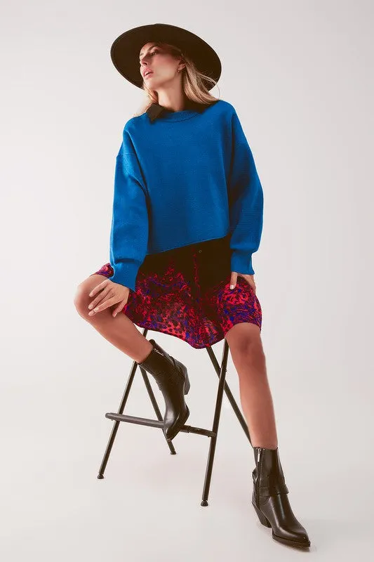 Royal Blue Crew Neck Sweater O/S