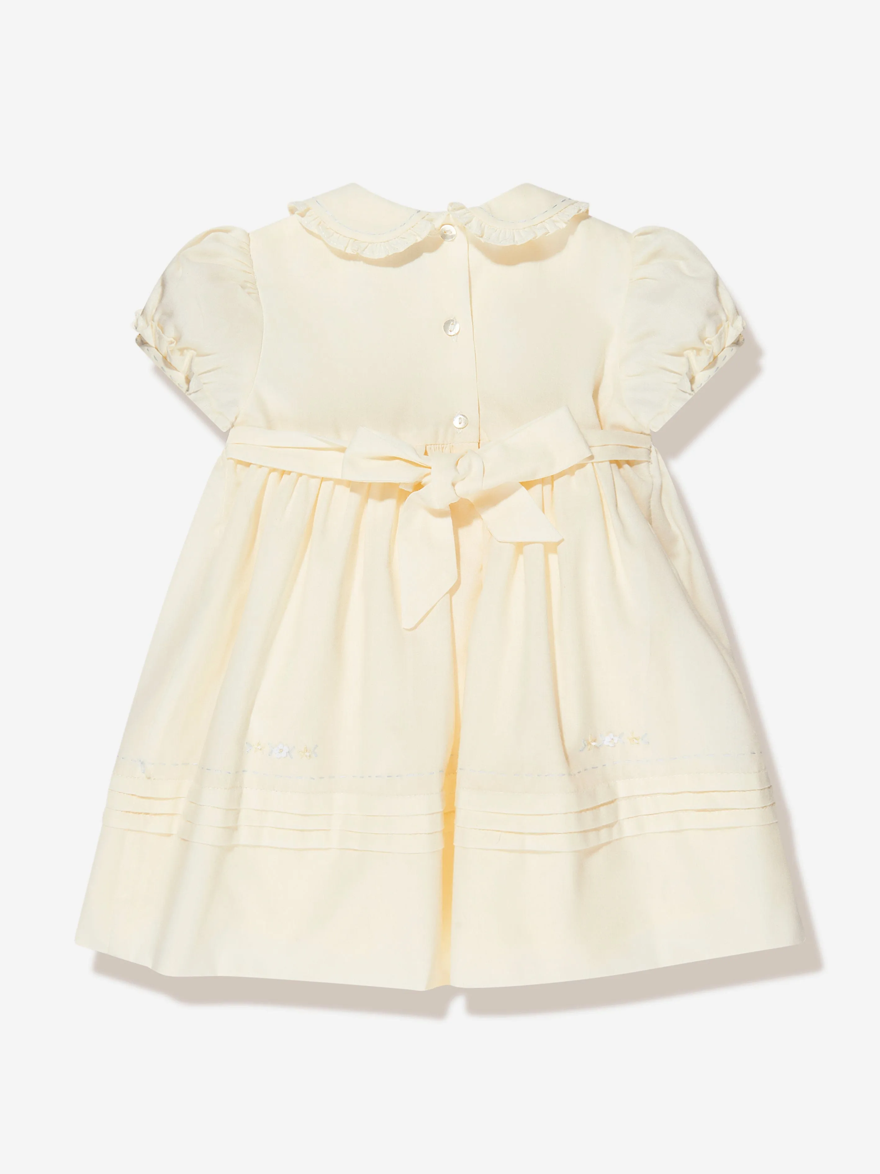 Sarah Louise Girls Embroidered Dress in Yellow