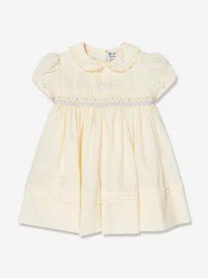 Sarah Louise Girls Embroidered Dress in Yellow