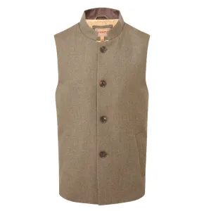 Schoffel Berwick Nehru Mens Tweed Waistcoat - Loden Green Herringbone Tweed