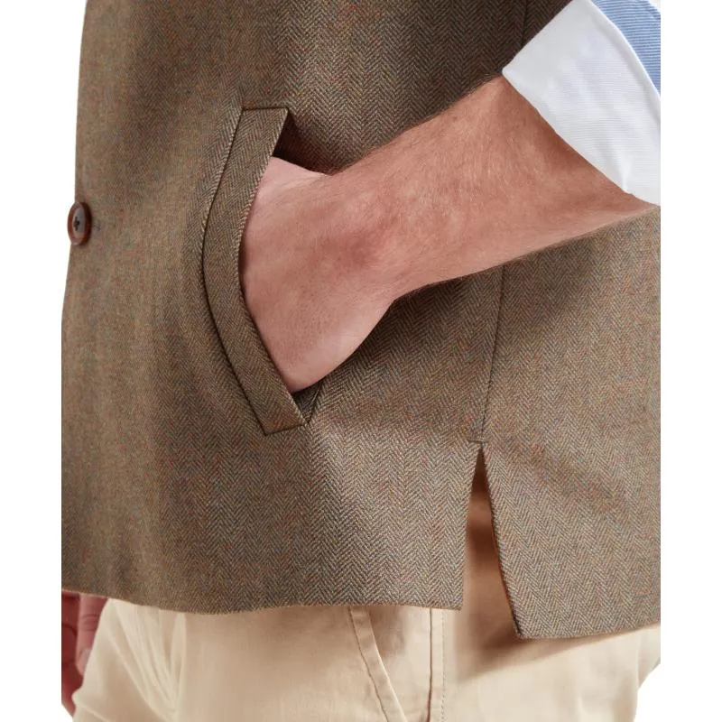 Schoffel Berwick Nehru Mens Tweed Waistcoat - Loden Green Herringbone Tweed