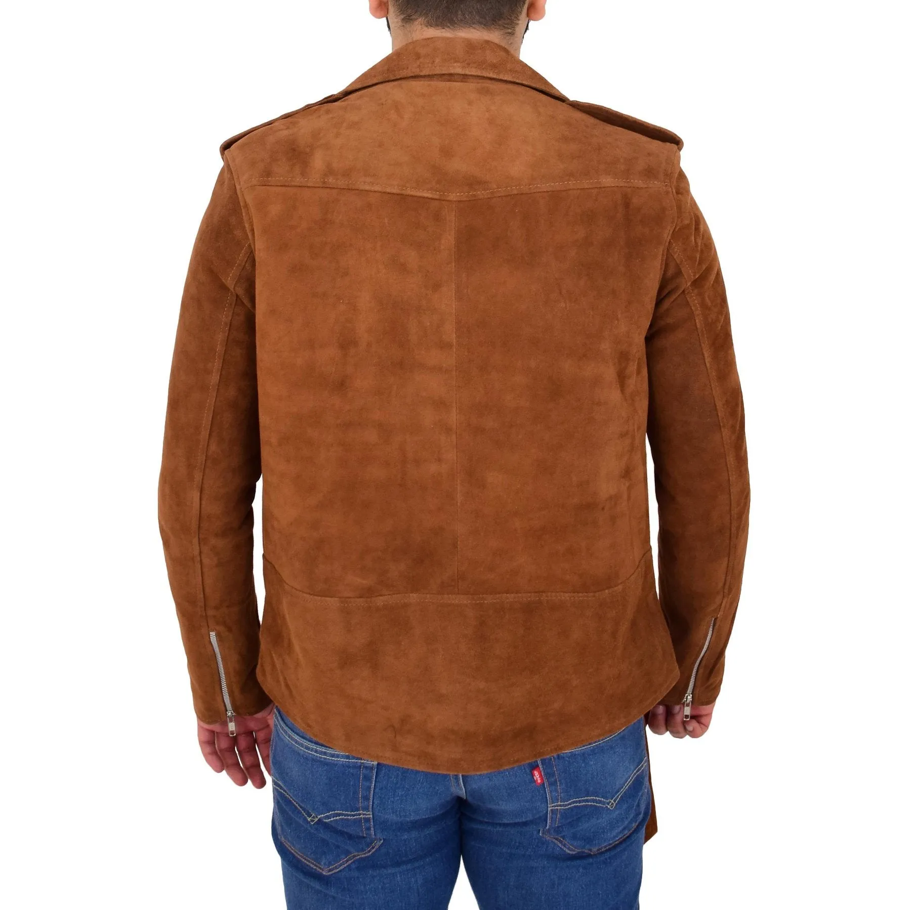 Spine Spark Men's Suede Leather Brando Style Biker Jacket