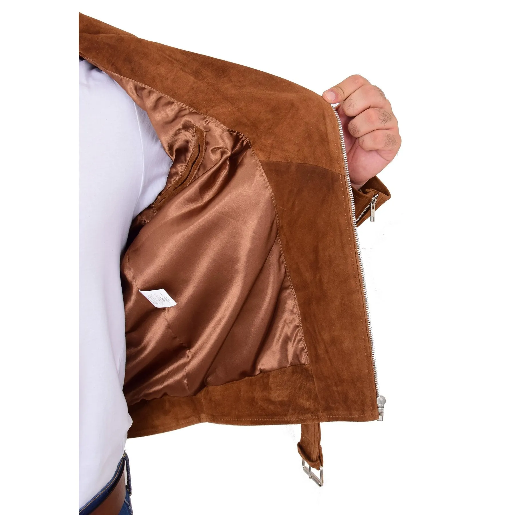 Spine Spark Men's Suede Leather Brando Style Biker Jacket