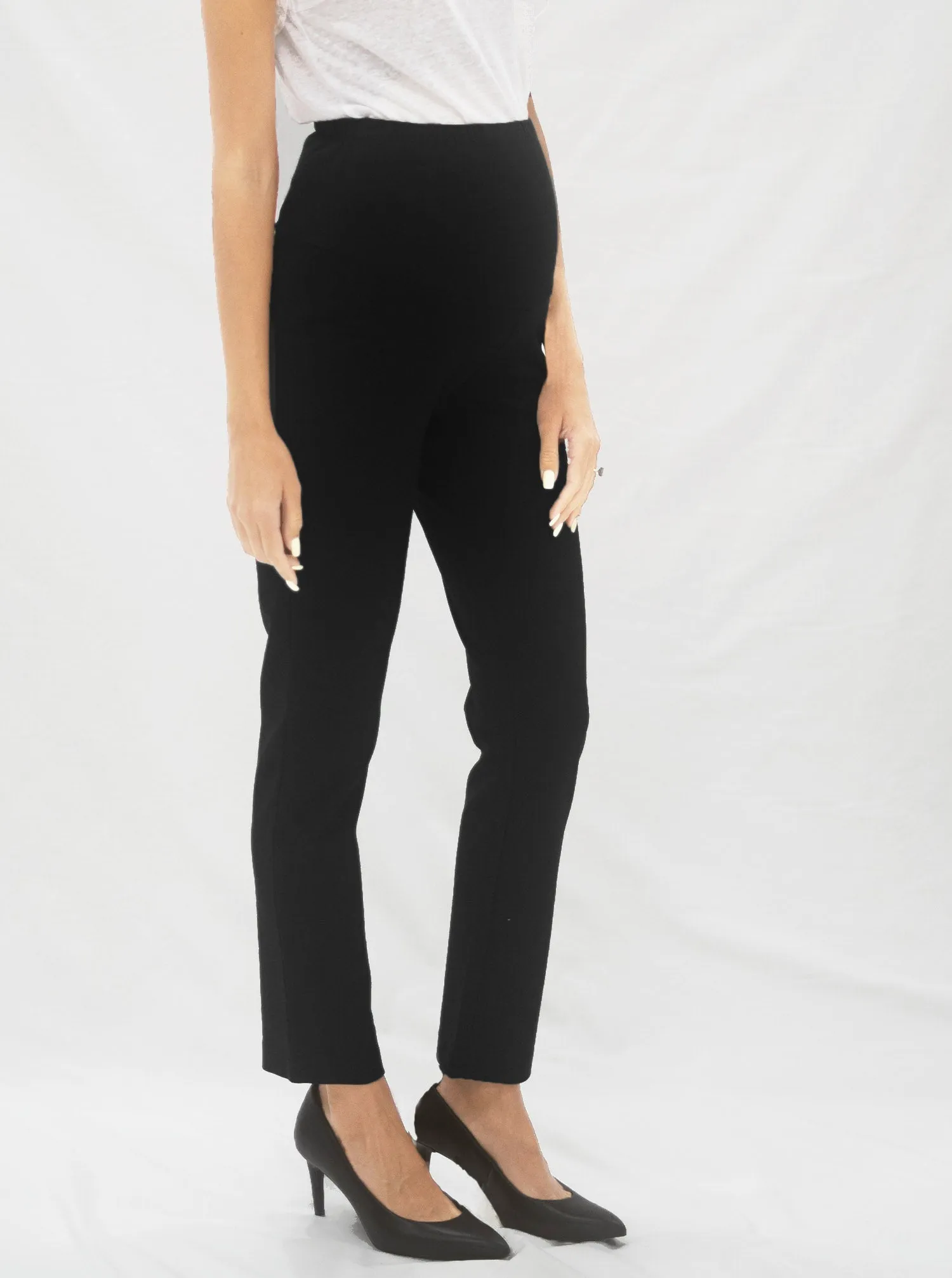 Straight Cut Ponti Maternity Work Pants - Black & Navy