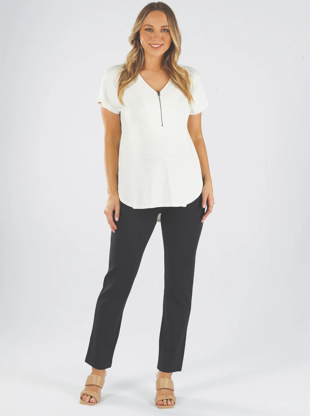 Straight Cut Ponti Maternity Work Pants - Black & Navy