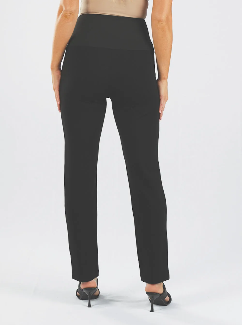 Straight Cut Ponti Maternity Work Pants - Black & Navy