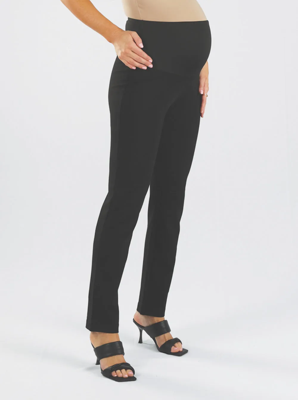 Straight Cut Ponti Maternity Work Pants - Black & Navy