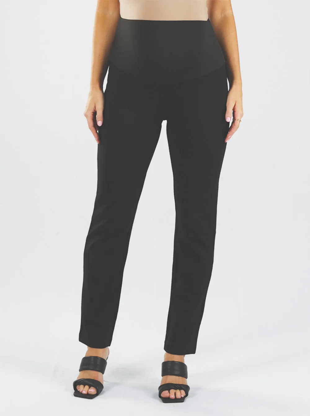 Straight Cut Ponti Maternity Work Pants - Black & Navy