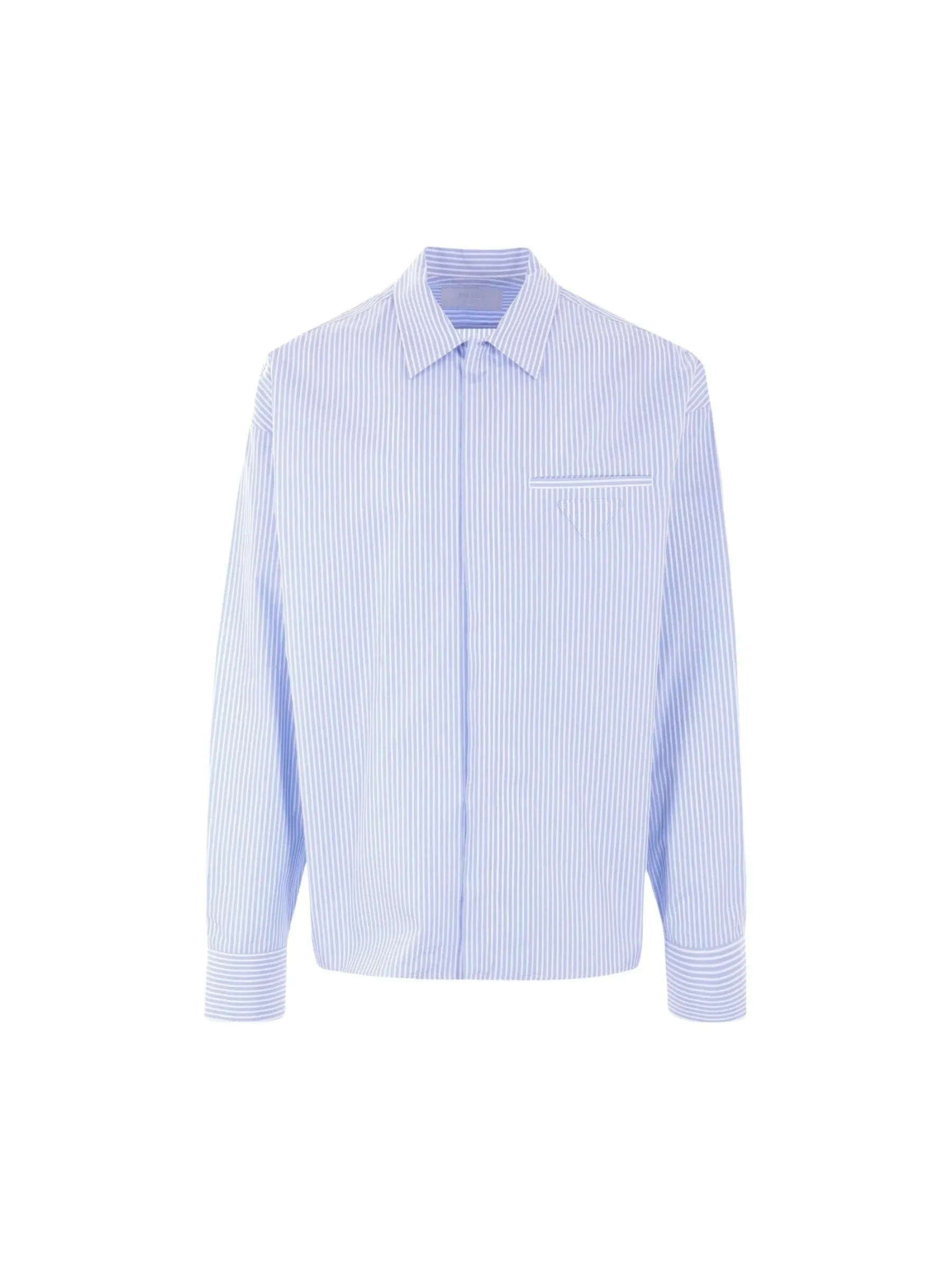 Striped Poplin Full-Zip Shirt