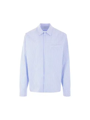 Striped Poplin Full-Zip Shirt