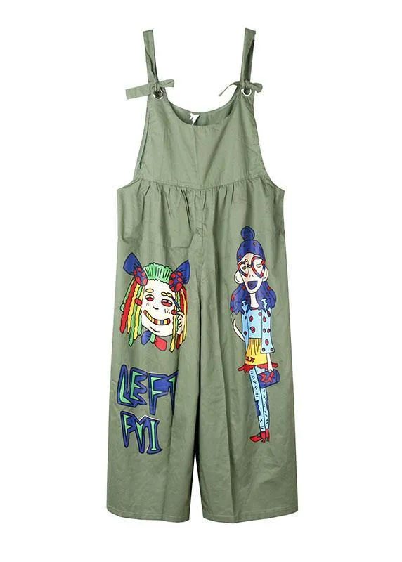 summer yellow cotton cartoon prints jumpsuit pants plus size casual jumpsuit pants
