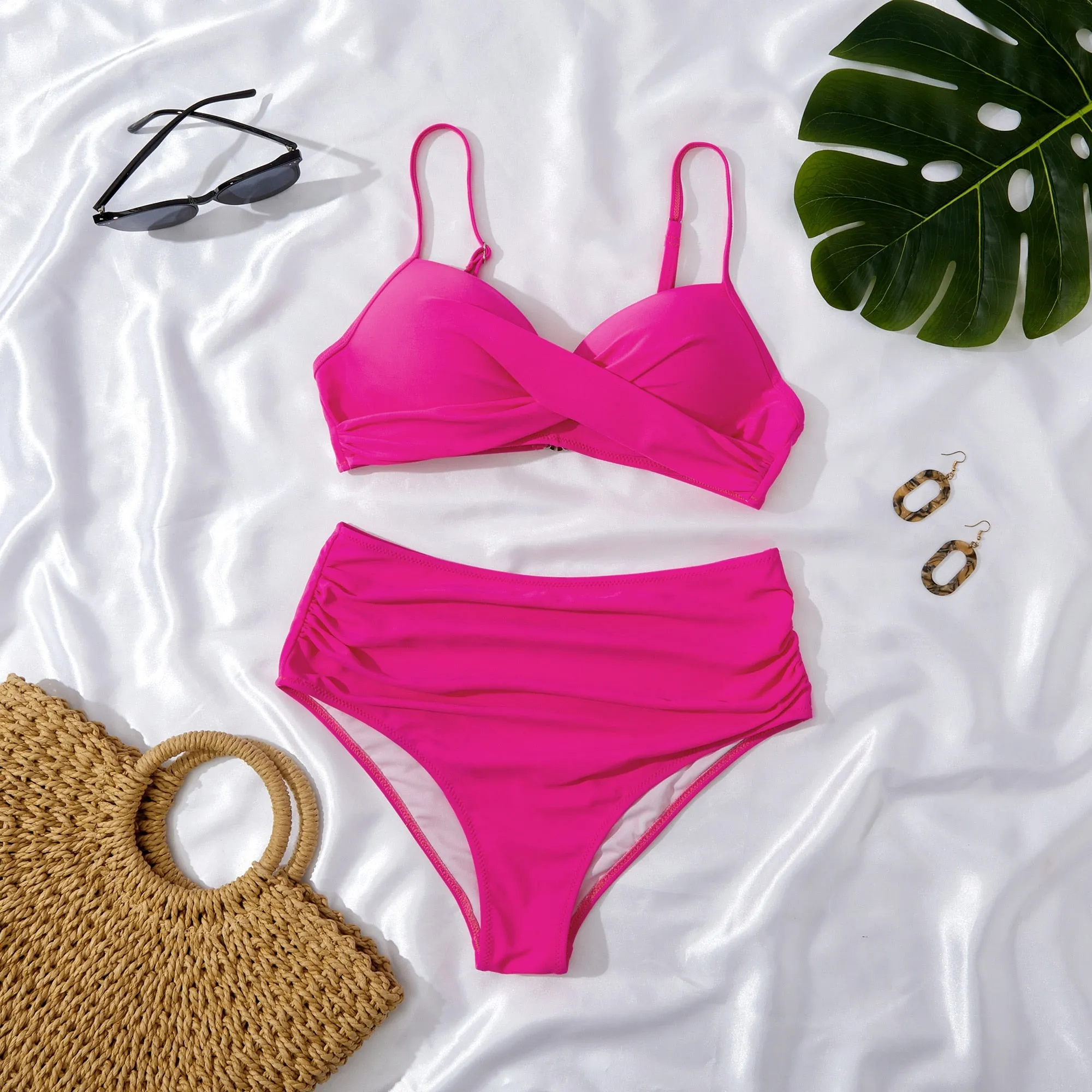 Sunset and Swim Tummy Control Design Bikini mit hoher Taille