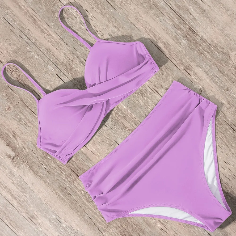 Sunset and Swim Tummy Control Design Bikini mit hoher Taille