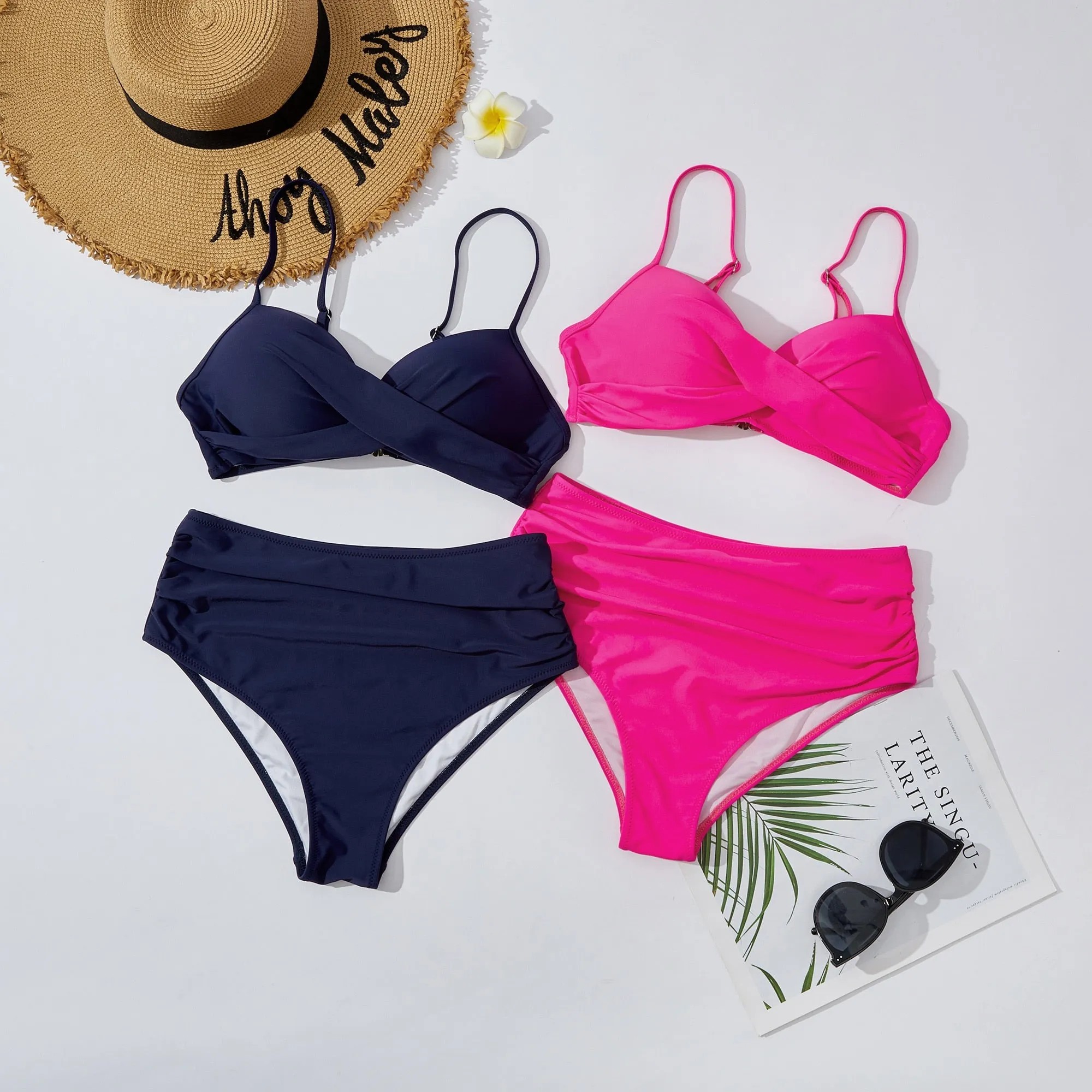 Sunset and Swim Tummy Control Design Bikini mit hoher Taille