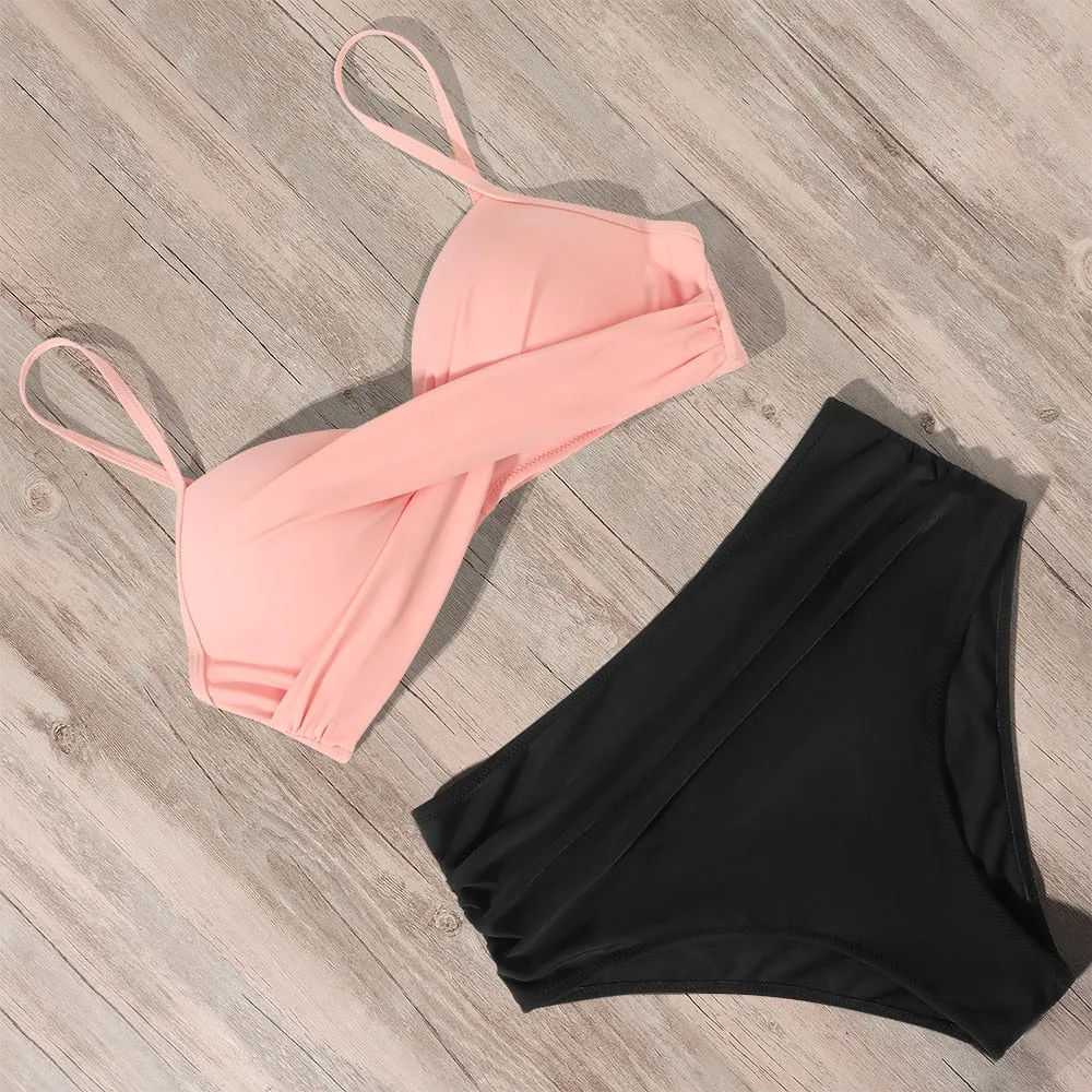 Sunset and Swim Tummy Control Design Bikini mit hoher Taille