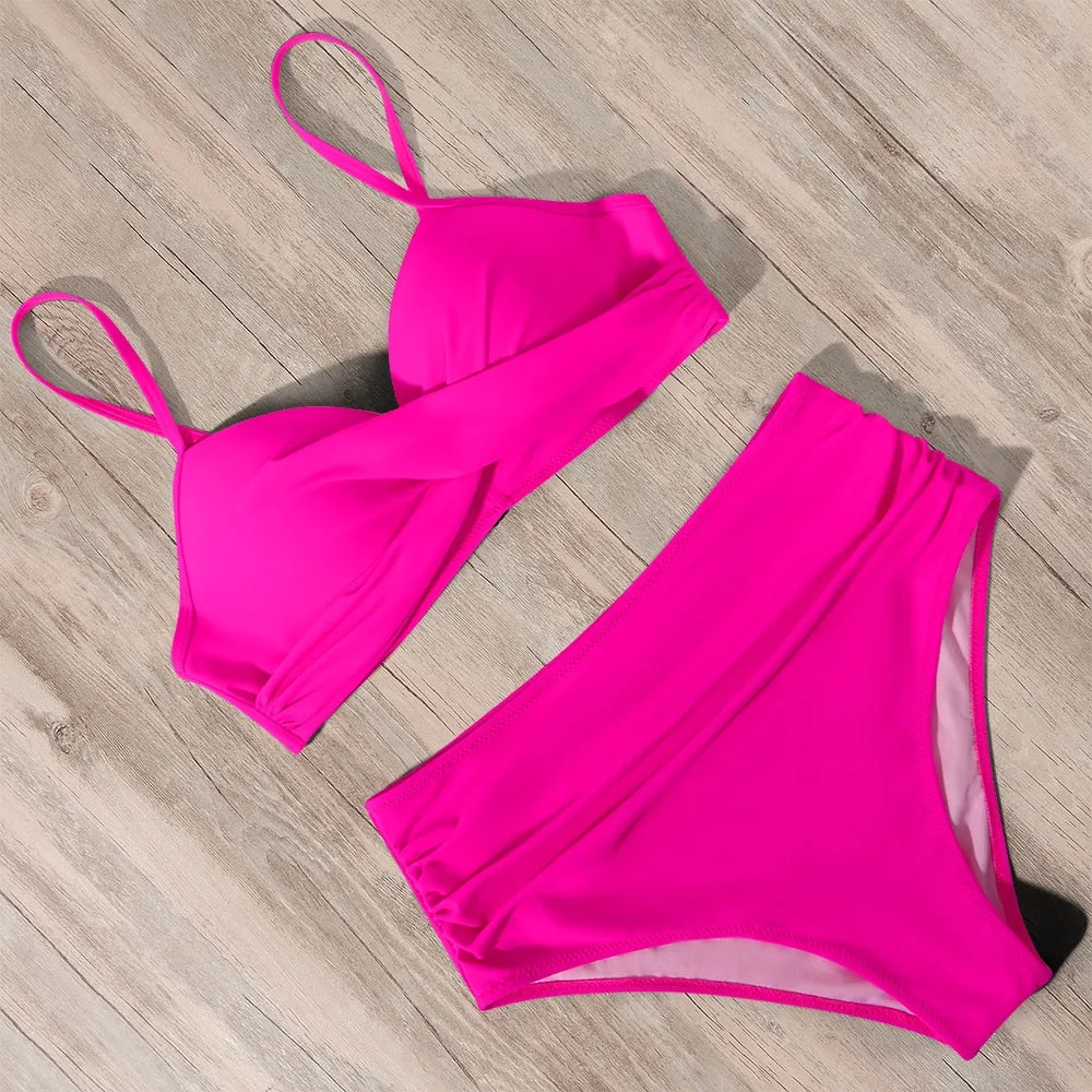 Sunset and Swim Tummy Control Design Bikini mit hoher Taille