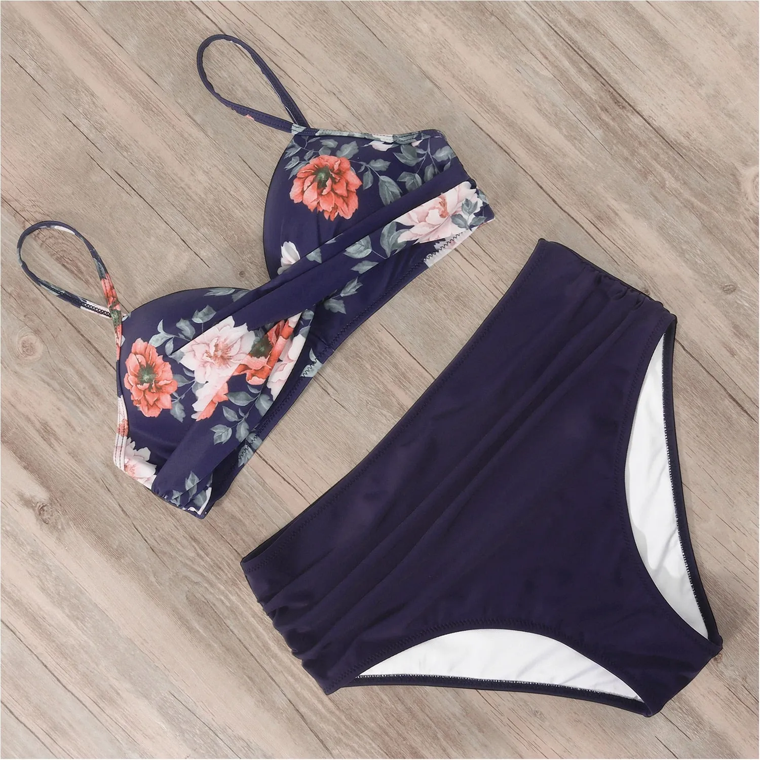 Sunset and Swim Tummy Control Design Bikini mit hoher Taille