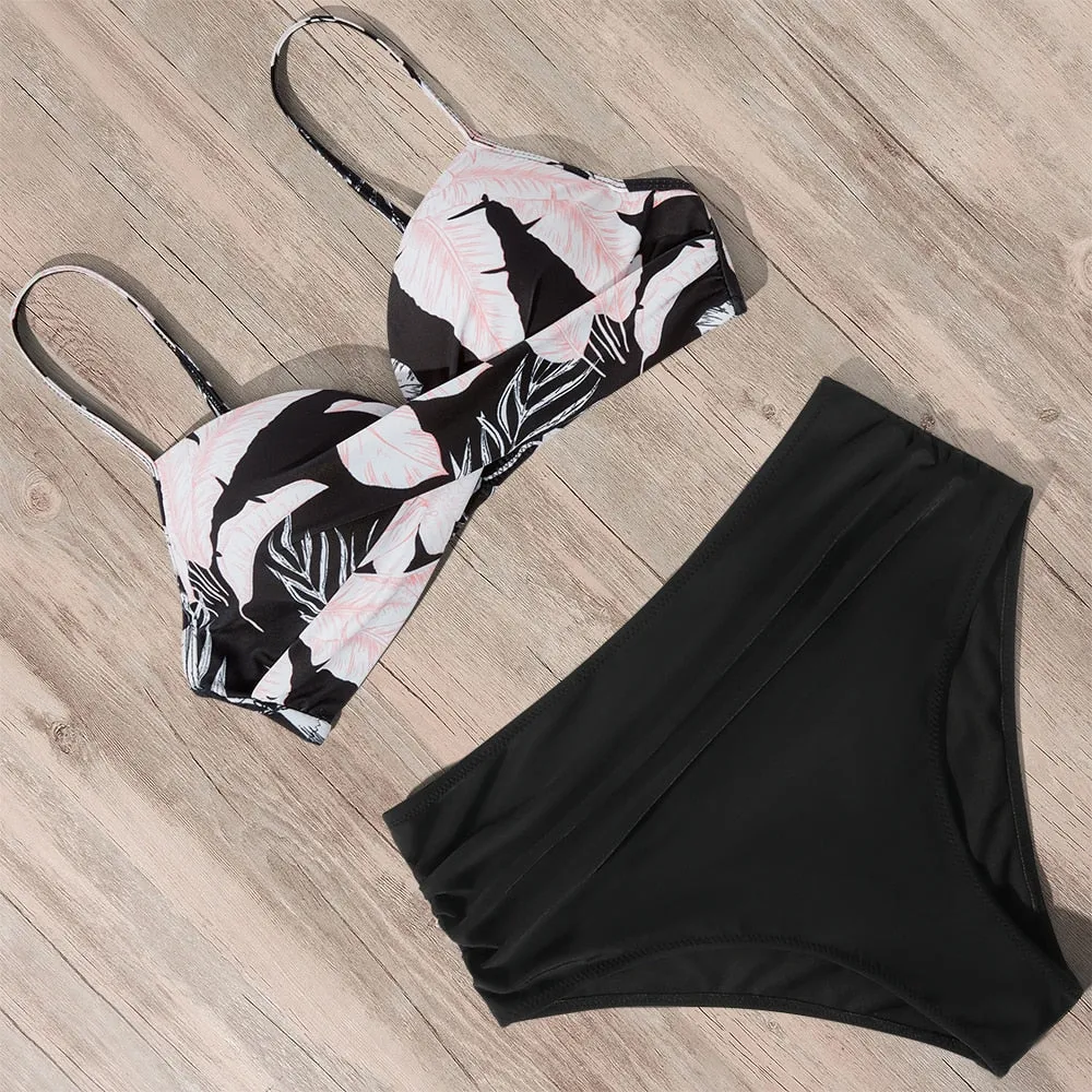 Sunset and Swim Tummy Control Design Bikini mit hoher Taille