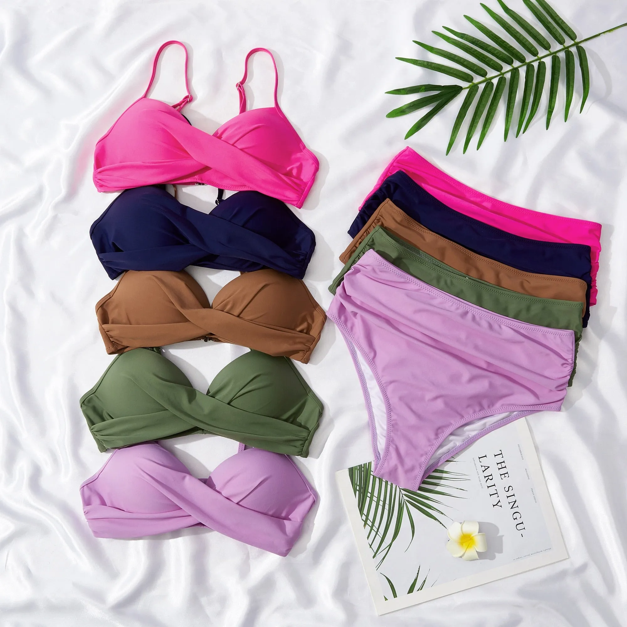 Sunset and Swim Tummy Control Design Bikini mit hoher Taille
