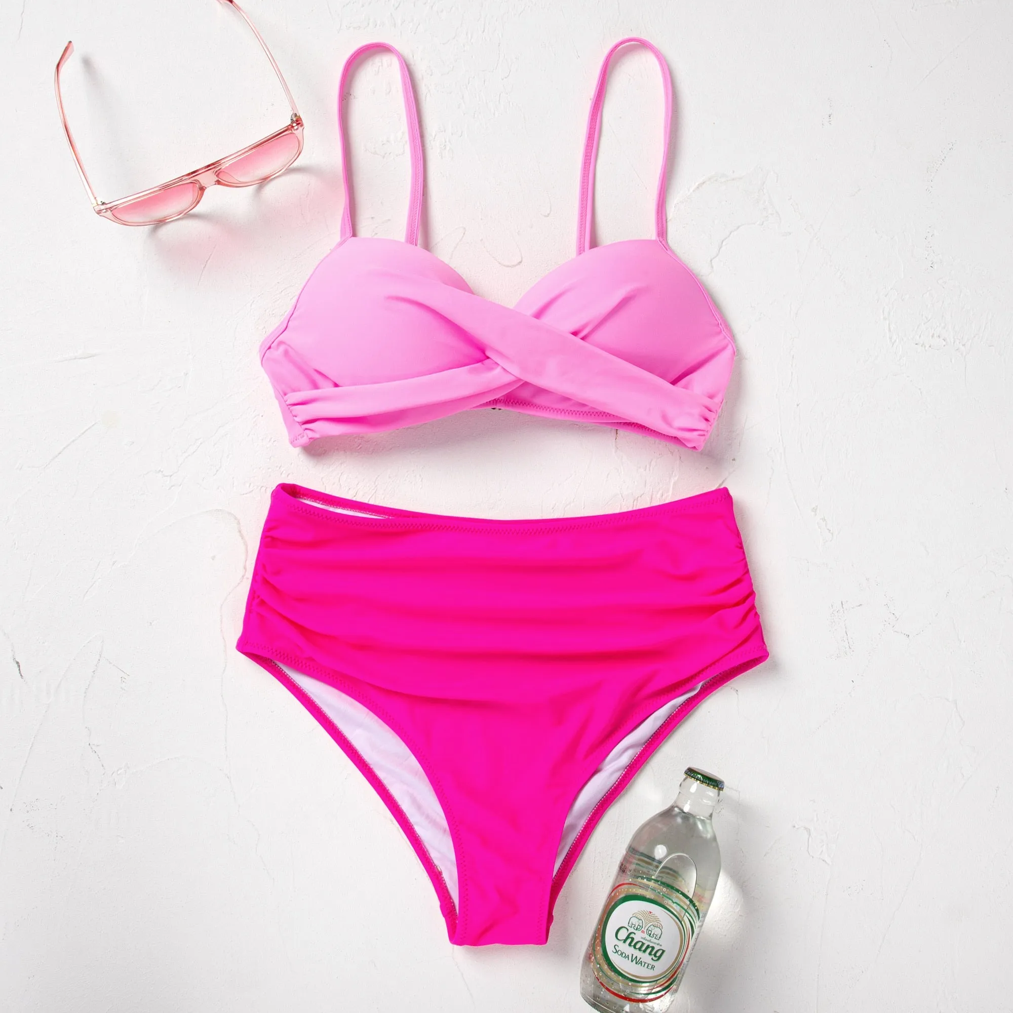 Sunset and Swim Tummy Control Design Bikini mit hoher Taille