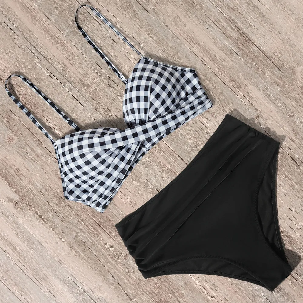 Sunset and Swim Tummy Control Design Bikini mit hoher Taille