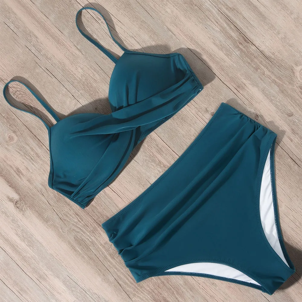Sunset and Swim Tummy Control Design Bikini mit hoher Taille