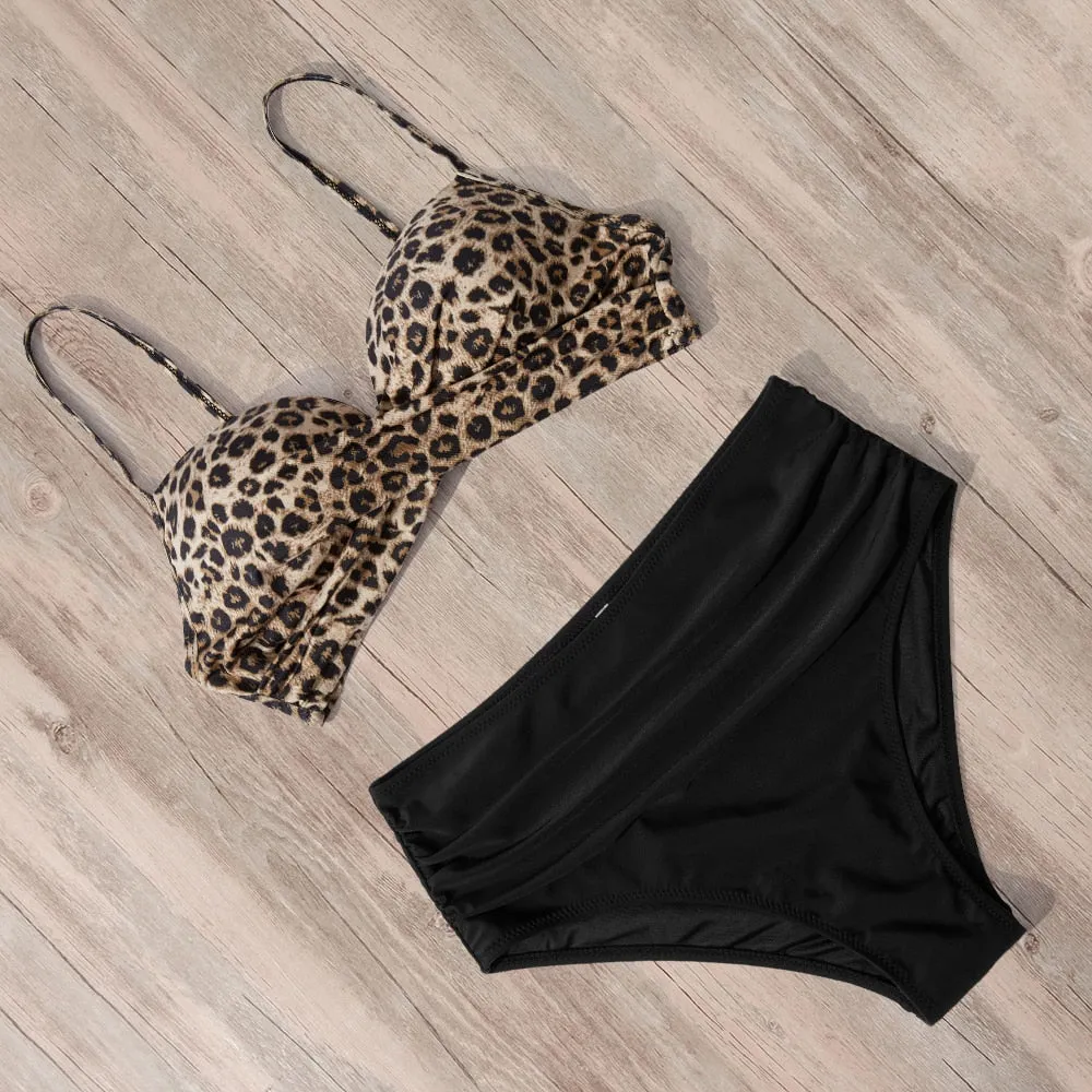 Sunset and Swim Tummy Control Design Bikini mit hoher Taille