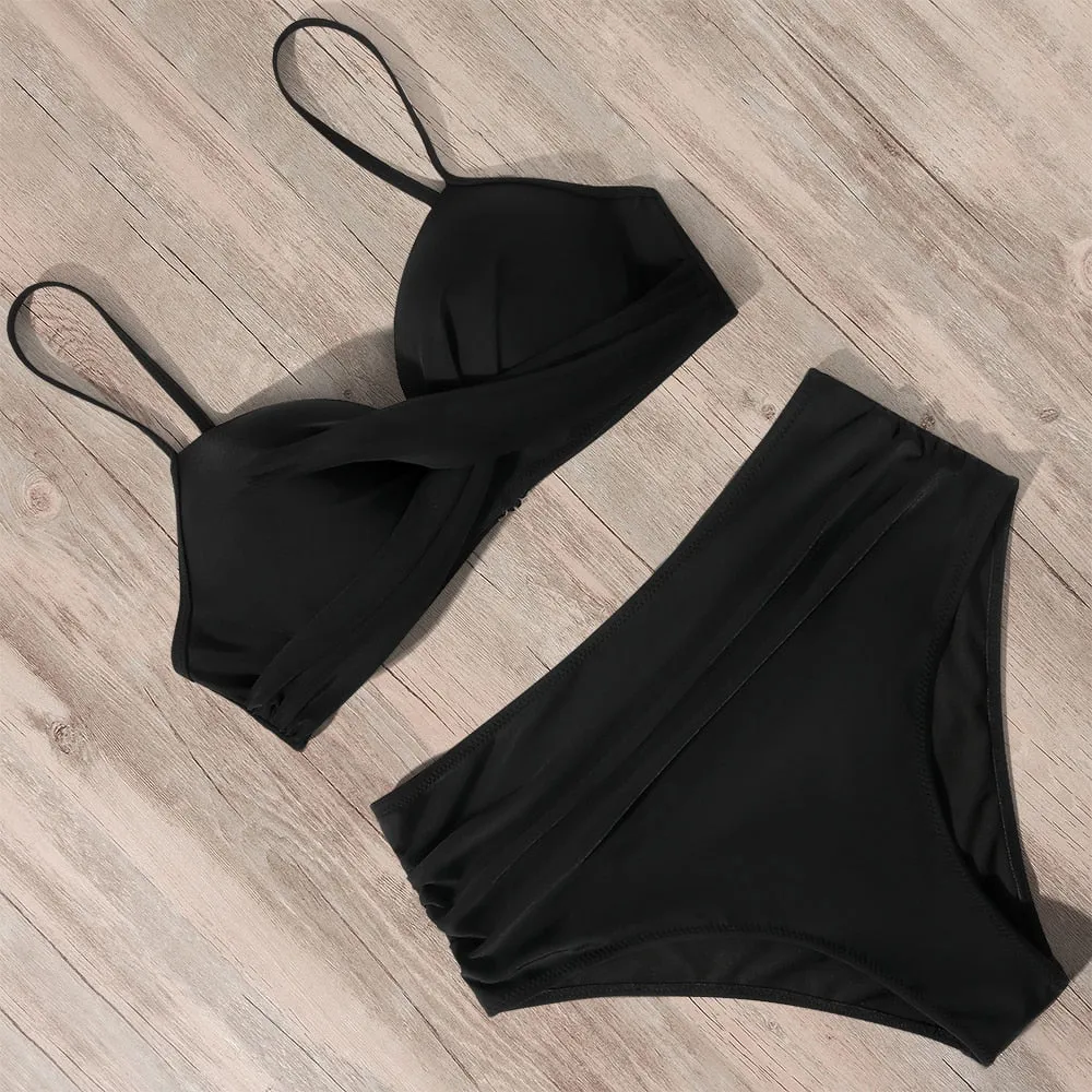 Sunset and Swim Tummy Control Design Bikini mit hoher Taille