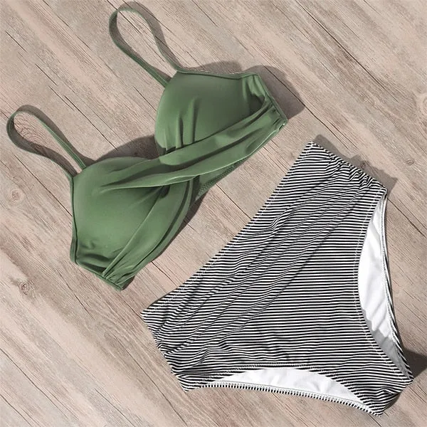Sunset and Swim Tummy Control Design Bikini mit hoher Taille