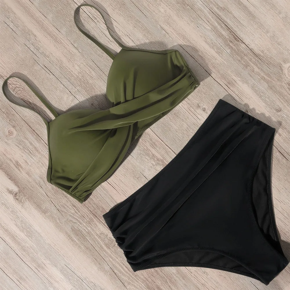 Sunset and Swim Tummy Control Design Bikini mit hoher Taille