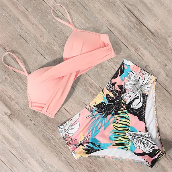 Sunset and Swim Tummy Control Design Bikini mit hoher Taille