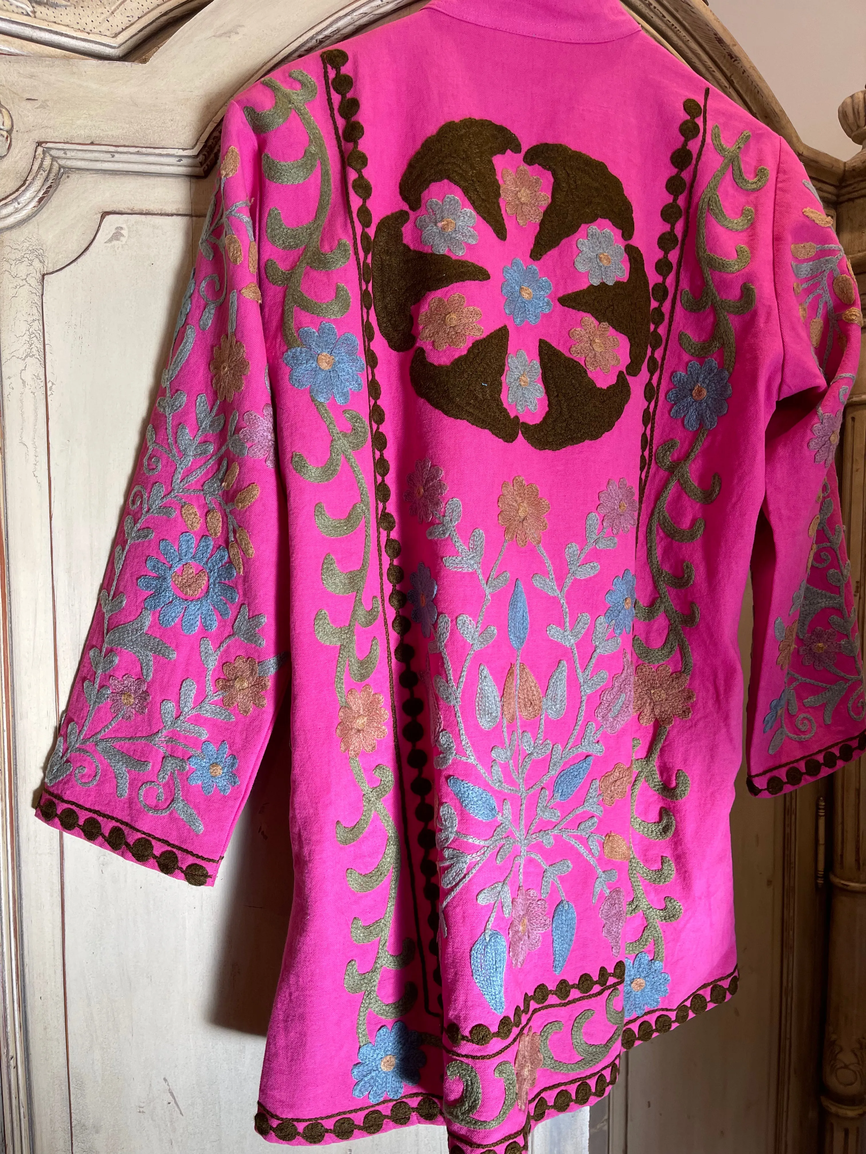 Suzani Tribal Jacket Long - Pink Sage