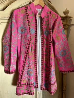 Suzani Tribal Jacket Long - Pink Sage