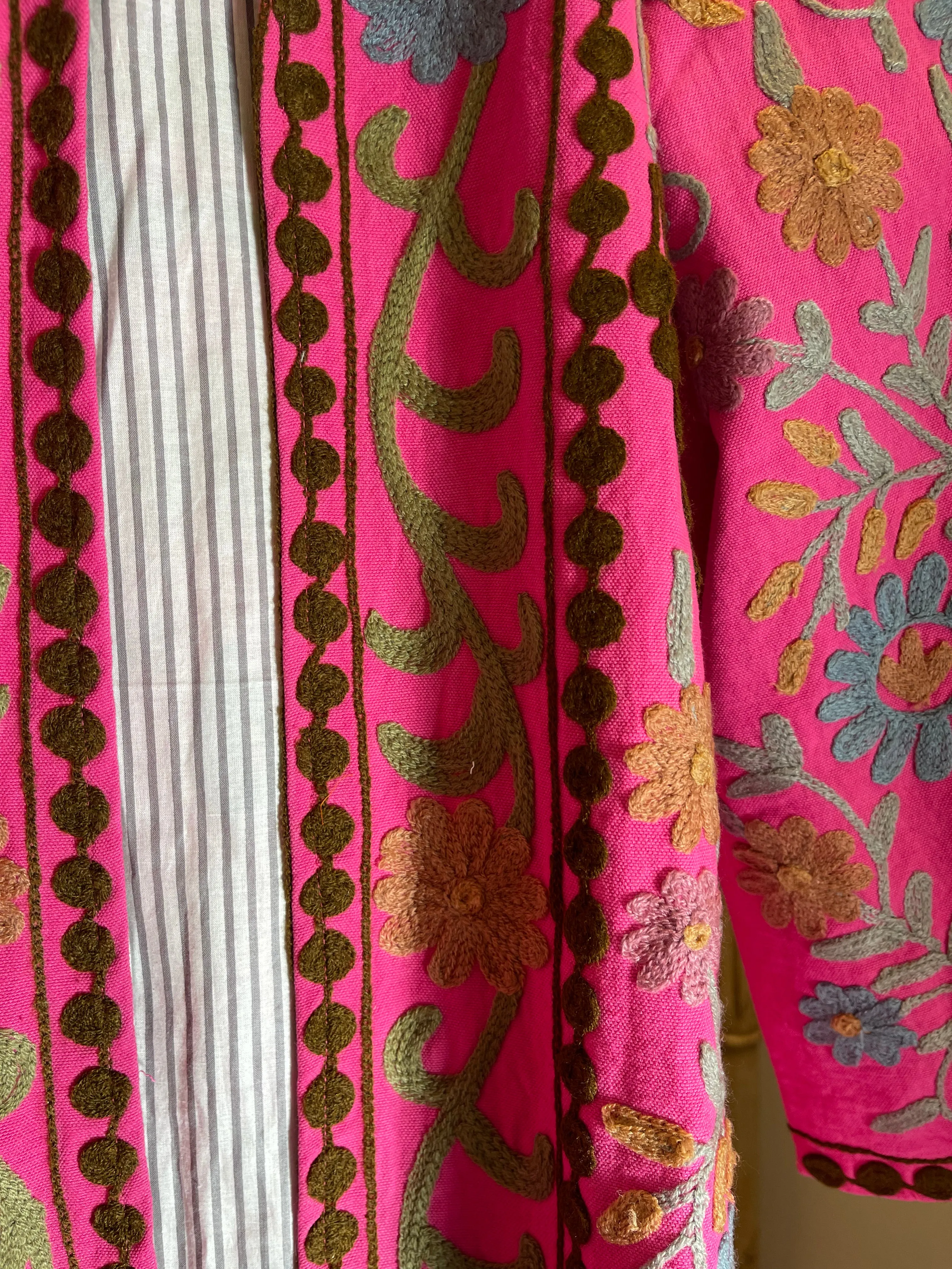 Suzani Tribal Jacket Long - Pink Sage