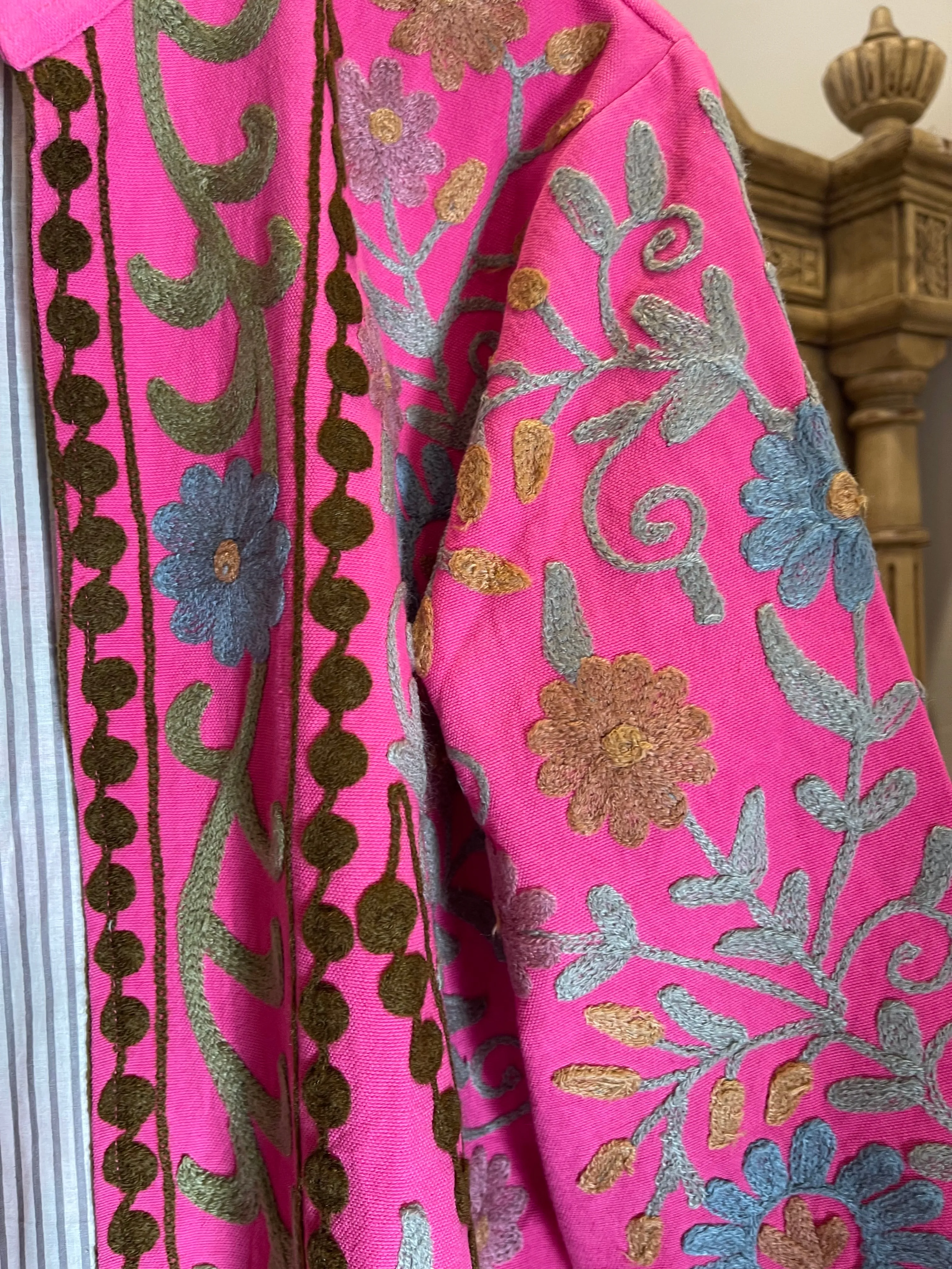 Suzani Tribal Jacket Long - Pink Sage
