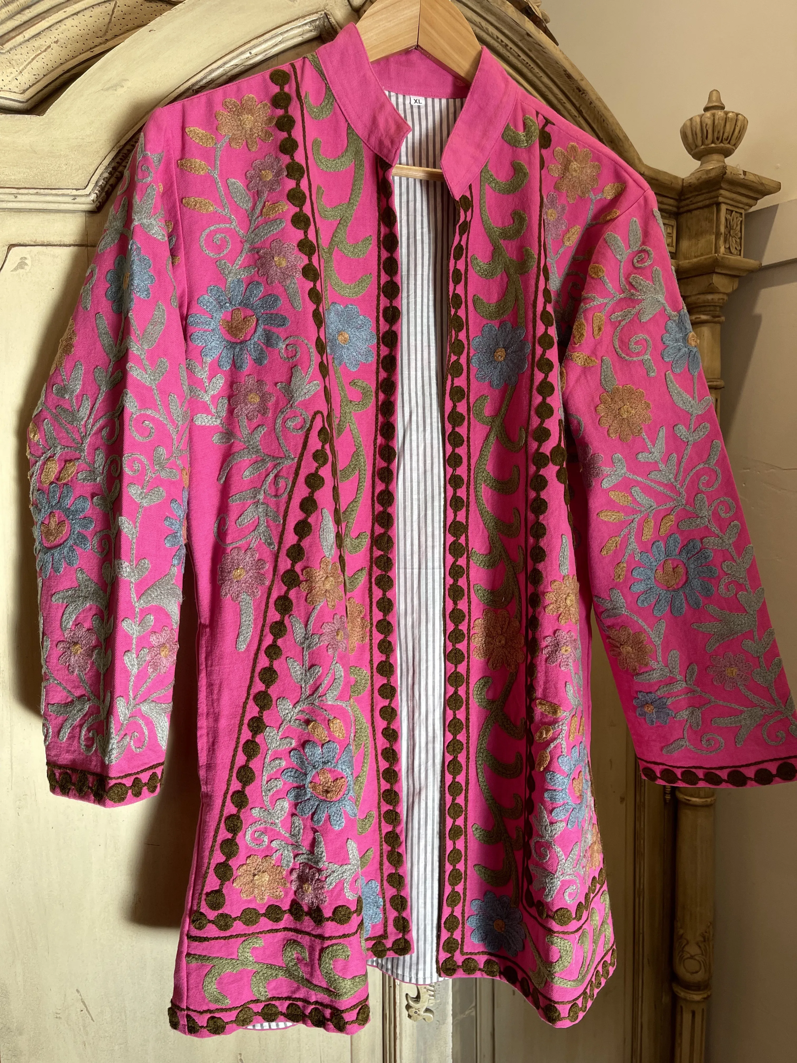 Suzani Tribal Jacket Long - Pink Sage