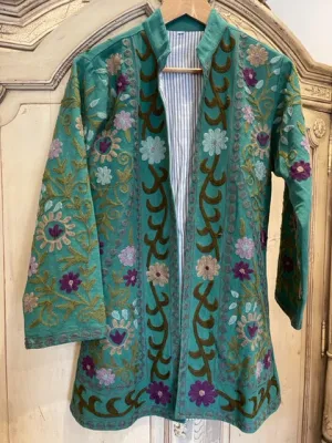 Suzani Tribal Jacket Long - Woodland Olive