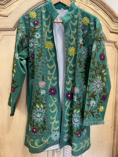 Suzani Tribal Jacket Long - Woodland Wattle