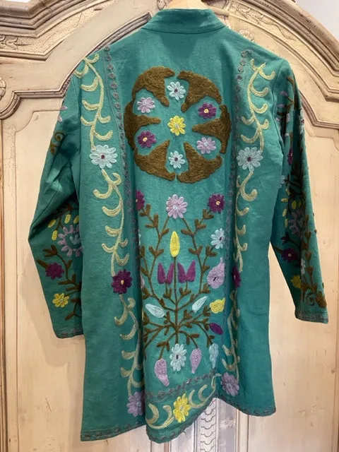 Suzani Tribal Jacket Long - Woodland Wattle