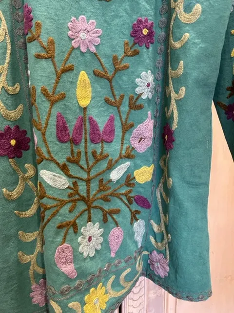 Suzani Tribal Jacket Long - Woodland Wattle